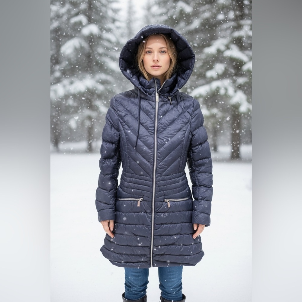 Karen Millen Navy Quilted Down Puffer Coat 💙